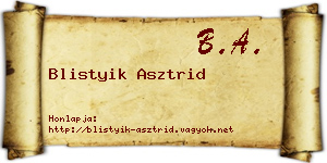 Blistyik Asztrid névjegykártya